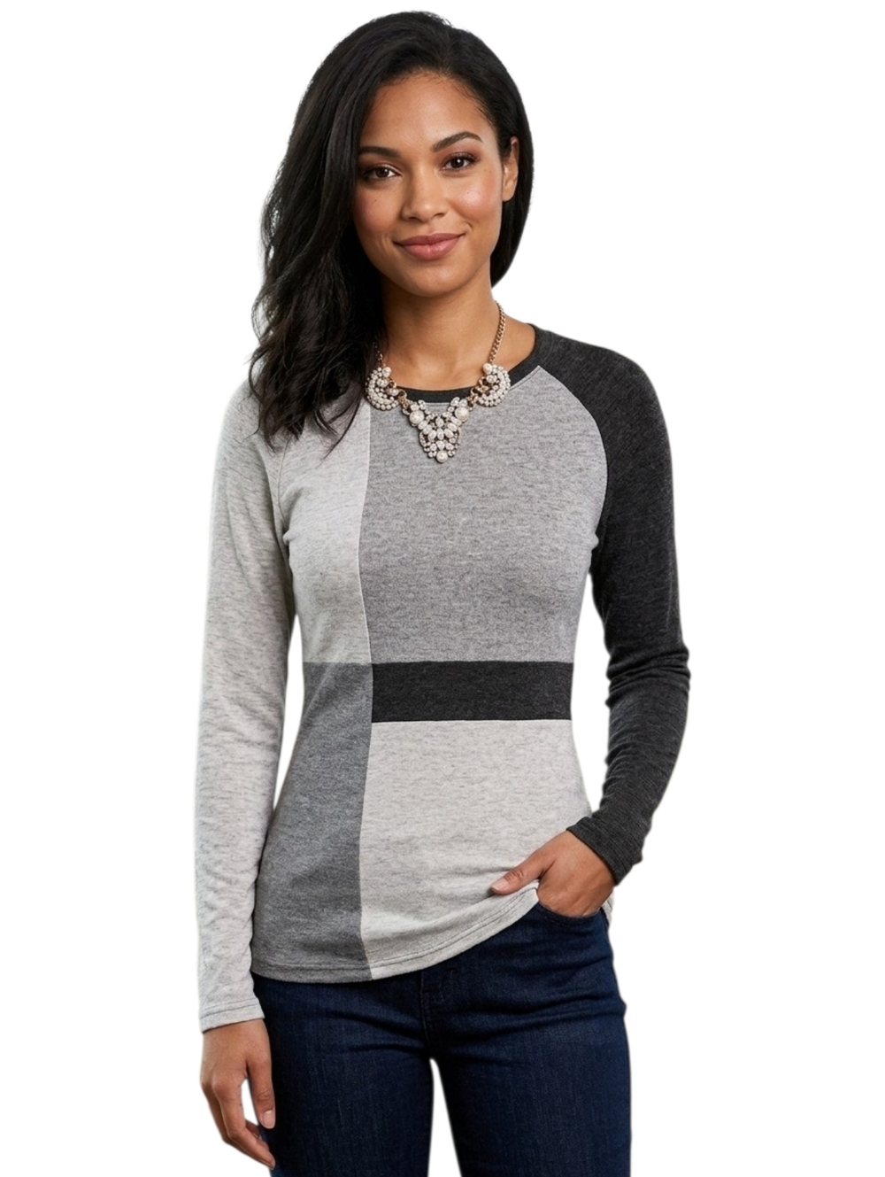 Grey long-sleeved shirt